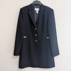 Studio I Womens  Black Blazer Jacket Lined Size 8 Silver Tone Button Pockets